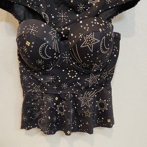 Torrid Black and Gold Celestial Tankini